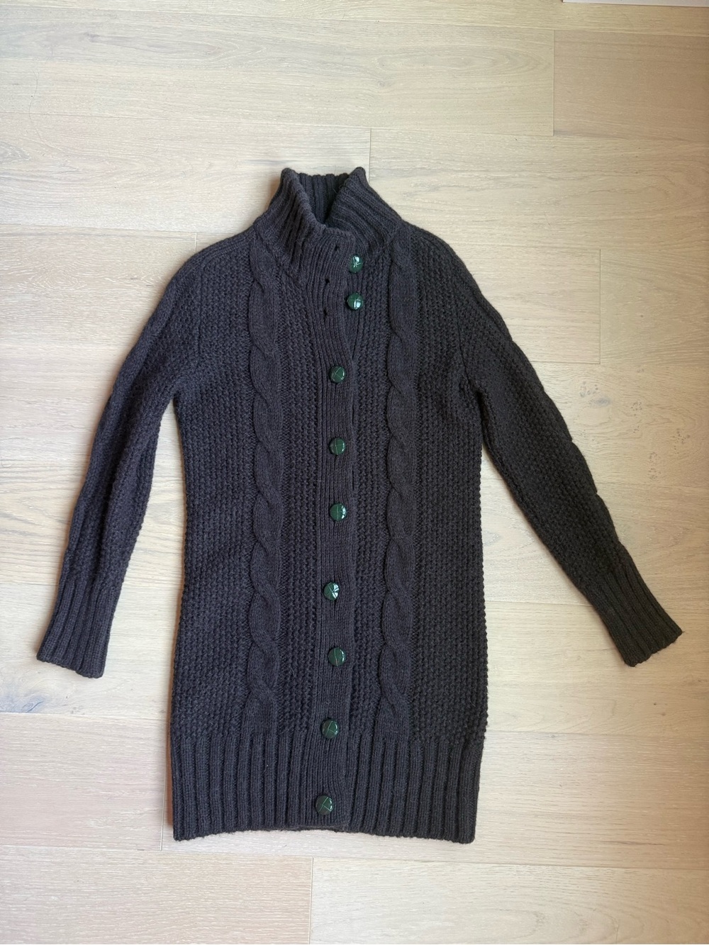 United Colors Of Benetton Dark Brown Cable-Knit Button Cardigan